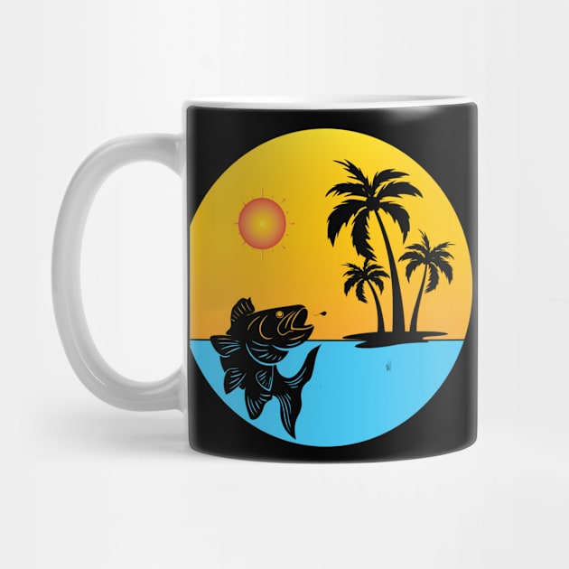 Sunset fishing vintage retro fishing by J&R collection